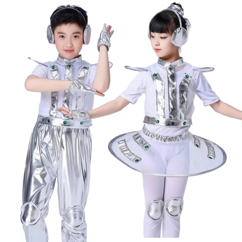 Robotics Kit - ชุดคอสเพลย์เด็ก หุ่นยนต์อวกาศ สไตล์อนาคต สำหรับเด็กชายและเด็กหญิง ชุดแสดงบนเวที ฮาโลวีน