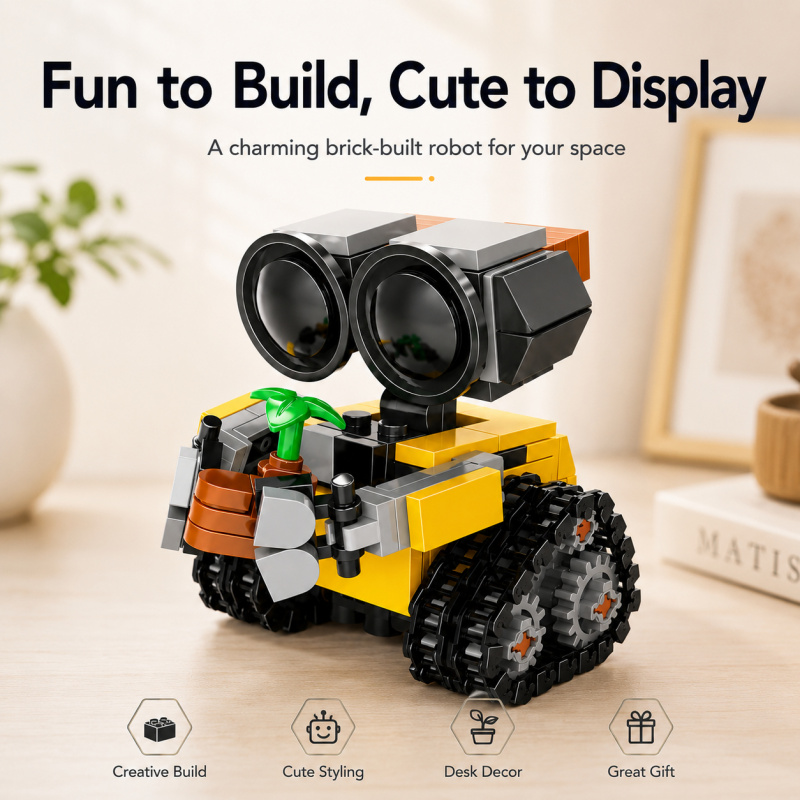 Robot Track - ชุดตัวต่อหุ่นยนต์ขนาดเล็ก, โมเดลหุ่นยนต์ตีนตะขาบน่ารักพร้อมอุปกรณ์ตกแต่งต้นไม้, ของเล่นตั้งโชว์บนโต๊ะทำงานที่สร้างสรรค์และเหมาะเป็นของขวัญ
