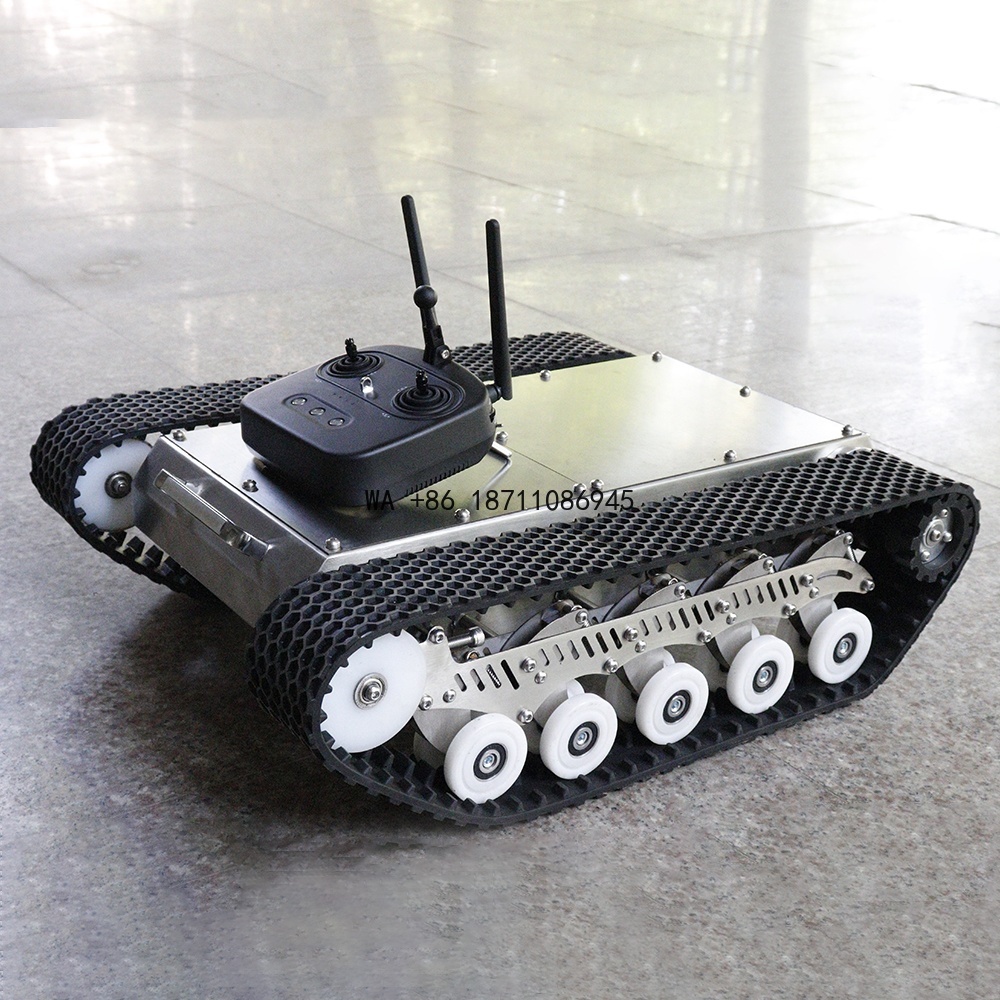 Tracked Robot Chassis - แพลตฟอร์มแชสซีหุ่นยนต์ตีนตะขาบยาง พร้อมการยึดเกาะกระจกที่ยอดเยี่ยม เคลื่อนที่ได้อย่างราบรื่นบนพื้นที่ลาดชันและพื้นที่ที่มีการเคลื่อนไหวของวัตถุ