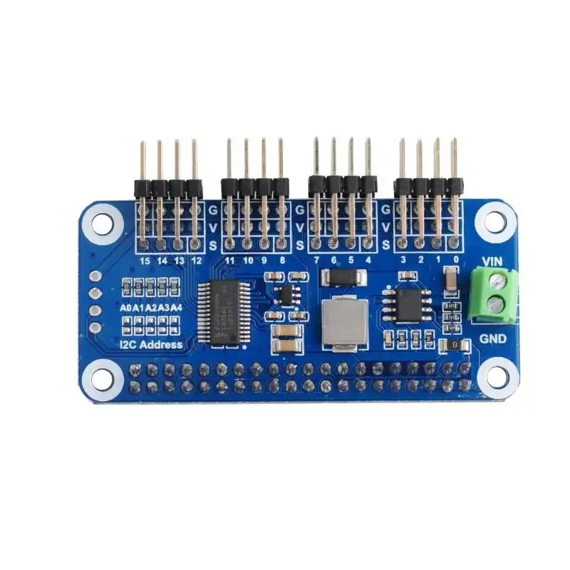 Motor Driver Module - 16 ช่อง PWM เซอร์โวมอเตอร์ไดร์เวอร์ HAT โมดูลบอร์ดขยายชิลด์ราสเบอร์รี่