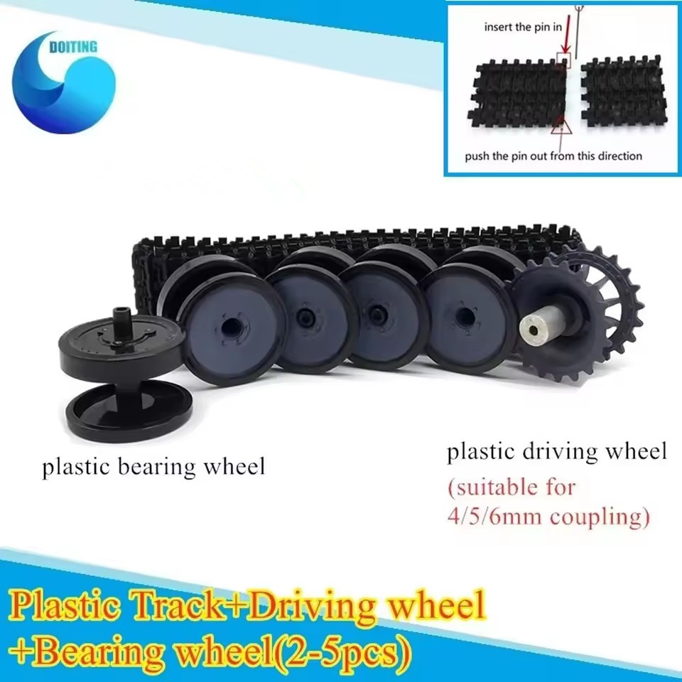 Tracked Robot Chassis - ล้อพลาสติก + พลาสติกชุดอุปกรณ์เสริมสำหรับหุ่นยนต์ Chassis ขับรถ/ล้อแบริ่งสำหรับหุ่นยนต์ DIY