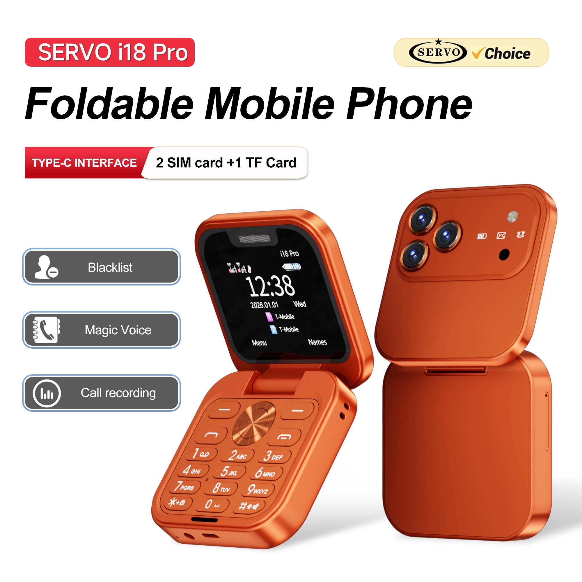 Servo Pan Tilt - SERVO I18 PRO โทรศัพท์มือถือพับได้ หน้าจอ 1.77