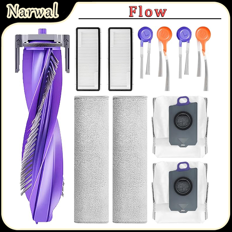 Robot Track - สำหรับอุปกรณ์เสริมหุ่นยนต์ดูดฝุ่น Narwal Flow: แปรงหลัก, แผ่นกรอง HEPA,