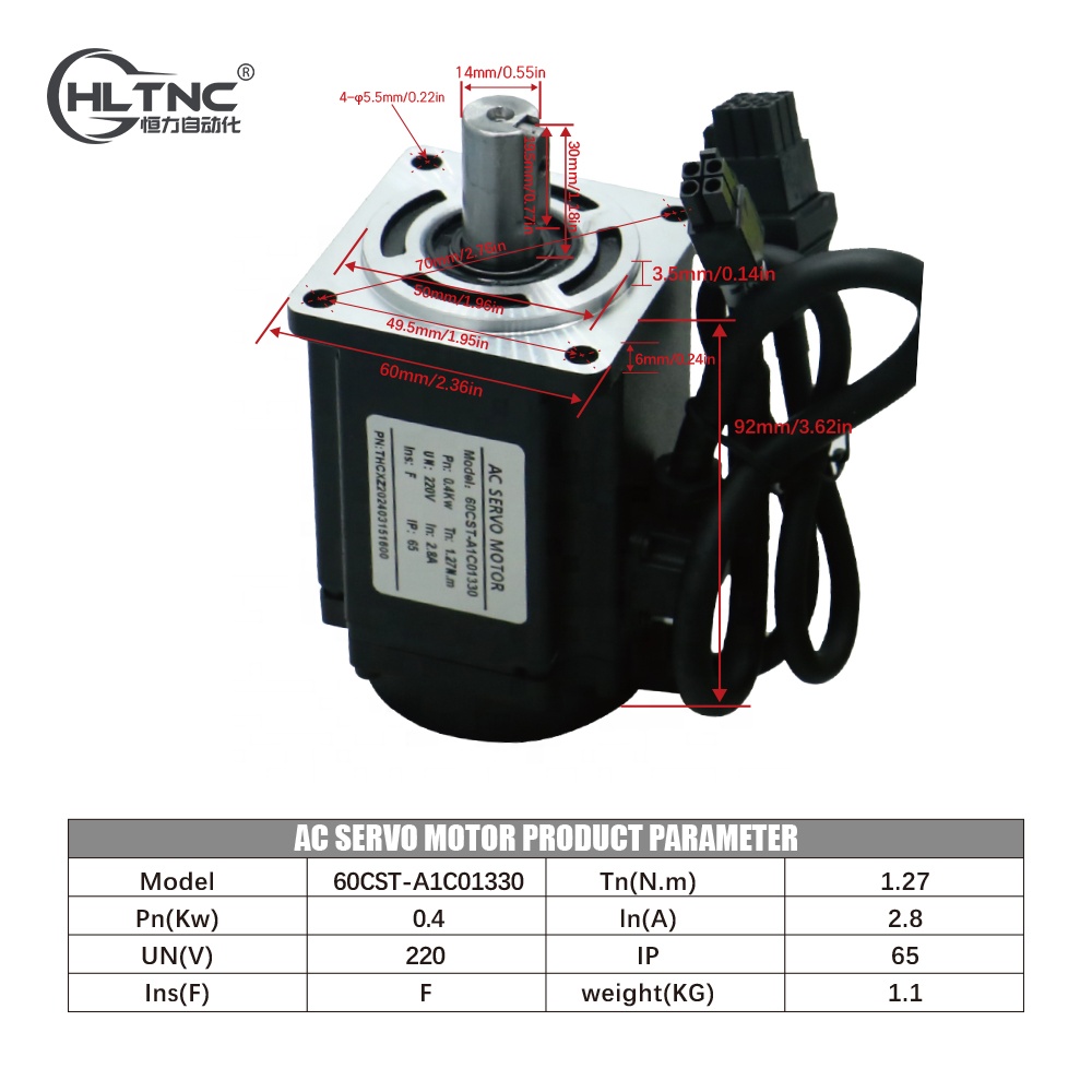 60 มม. 400W 220V 2.8A 1.27NM ช - Servo Kit บทวิจารณ์และราคา