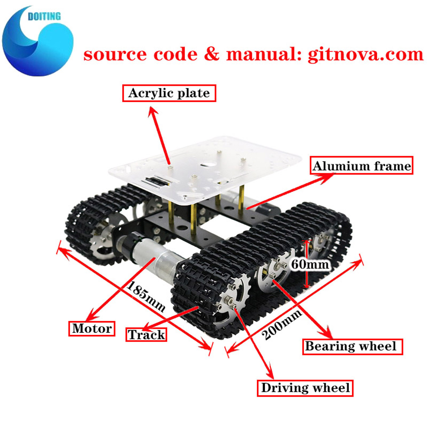 RC หุ่นยนต์โลหะถังรถแชสซี mini - Tracked Robot Chassis บทวิจารณ์และราคา